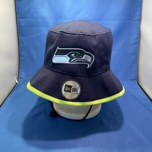 SEATTLE SEAHAWKS New Era Black NFL FOOTBALL BUCKET HAT Summer Sun Hike Beach Cap